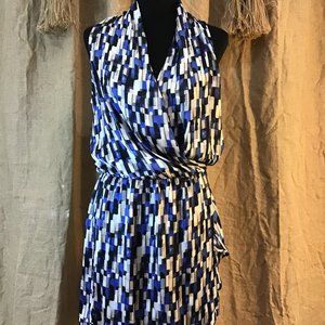 WHBM Geometric Print Faux Wrap Dress
